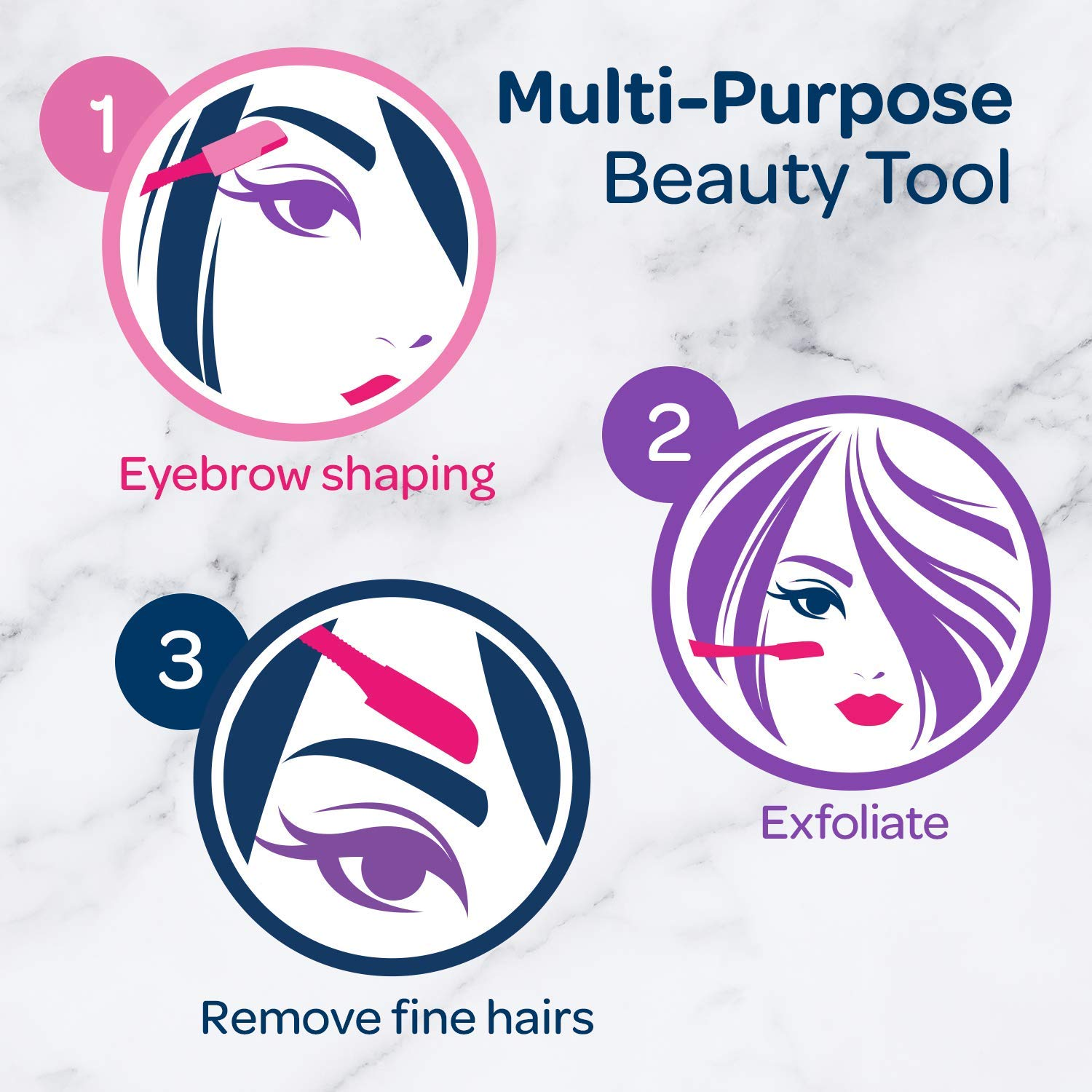 Schick Hydro Silk Touch-Up Multipurpose Exfoliating Dermaplaning Tool, Eyebrow Razor, and Facial Razor with Precision Cover, 3 Count (Packaging May Vary)