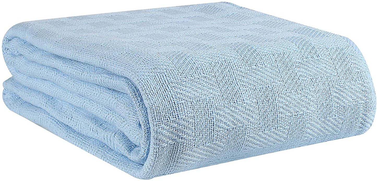 GLAMBURG 100% Cotton Bed Blanket, Breathable Bed Blanket Twin Size, Cotton Thermal Blankets Twin Size - Perfect for Layering Any Bed for All Season - Charcoal Grey