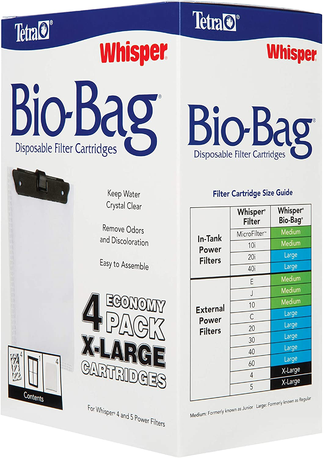 Tetra Whisper Bio-Bag Filter Cartridges For Aquariums - Unassembled