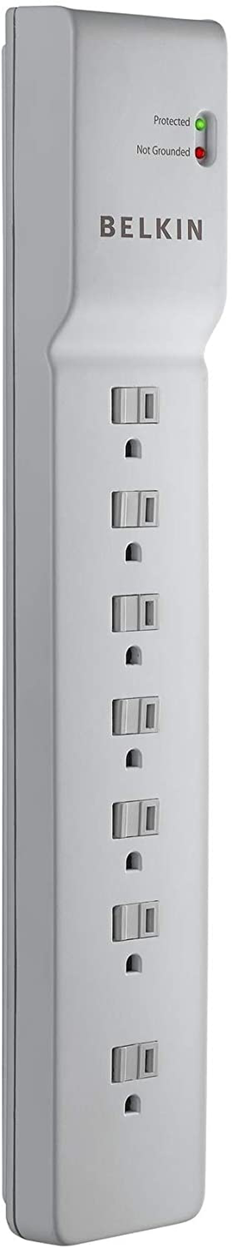 Belkin Power Strip Surge Protector Long Flat Plug Heavy Duty Extension Cord for Home, Office, Travel, Computer Desktop, Laptop & Phone Charging Brick (3,940 Joules)