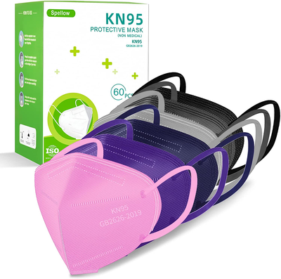 60 Pack KN95 Breathable Masks - High Protective Comfortable Nose/Mouth Coverings with Elastic Ear Loop