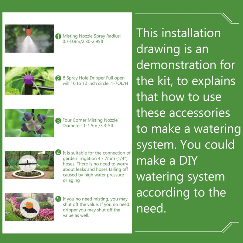 Garden Irrigation System,124 Pack+59Ft Tubing Hose Drip Irrigation Kit