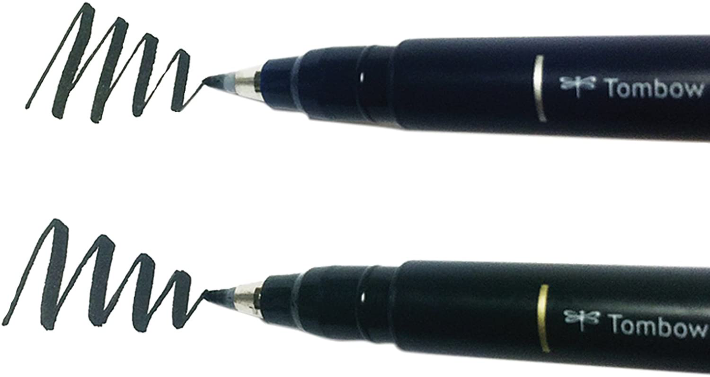 Tombow 62038 Fudenosuke Brush Pen, 2-Pack. Soft and Hard Tip Fudenosuke Brush Pens for Calligraphy and Art Drawings