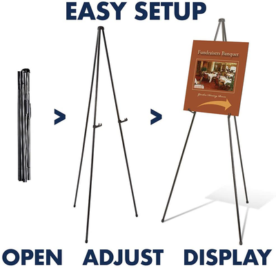 Quartet Easel, Instant Easel Stand, Heavy-Duty, 64", Supports 10 lbs., Tripod Base