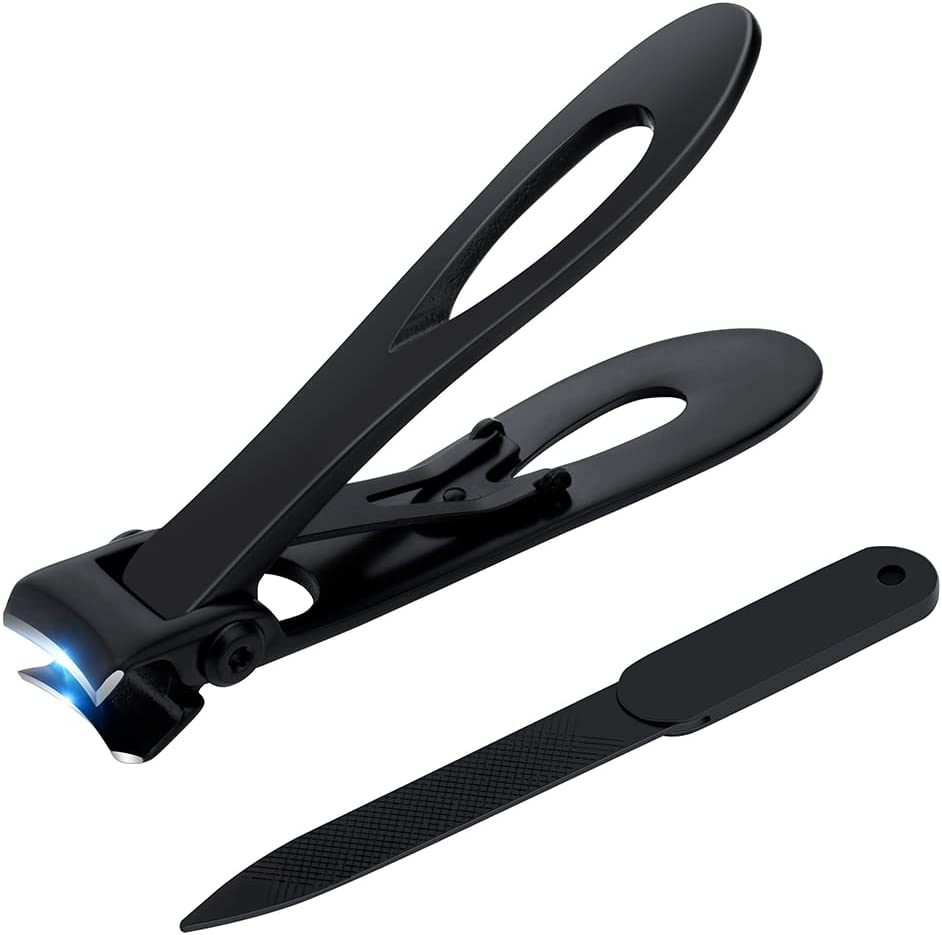 Nail Clippers Set Black Matte Stainless Steel Fingernail & Thick Toenail & Ingrown Nail Clippers, Perfect 3 Pcs Nail Clippers Cutter for Men and Women(Black)