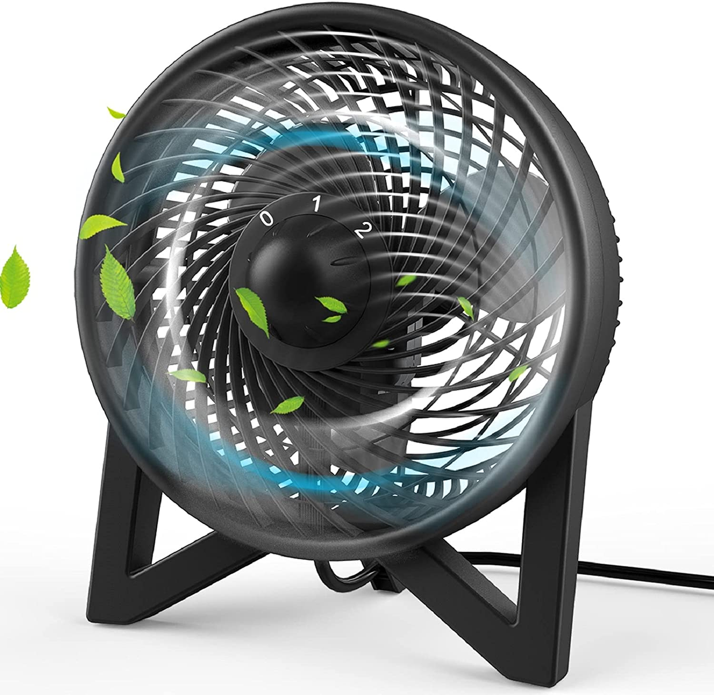Table Fan, Desk Fan with 2 Speeds, Personal Cooling beside Fan for Bedroom Sleeping Room Tabletop Office Home Kitchen Camping, Small Powerful Motor Electric Fan, Black,8-Inch