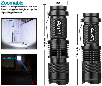 Tactical Flashlight, Super Bright LED Mini Flashlights with Belt Clip, Zoomable, 3 Modes, Waterproof - Best EDC Flashlight for Gift, Hiking, Camping & Power Outage (2 Pack)