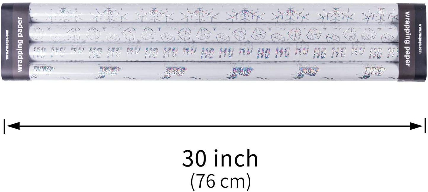 RUSPEPA Christmas Wrapping Paper Perfect for Christmas-4 Roll-30Inch X 10Feet per Roll