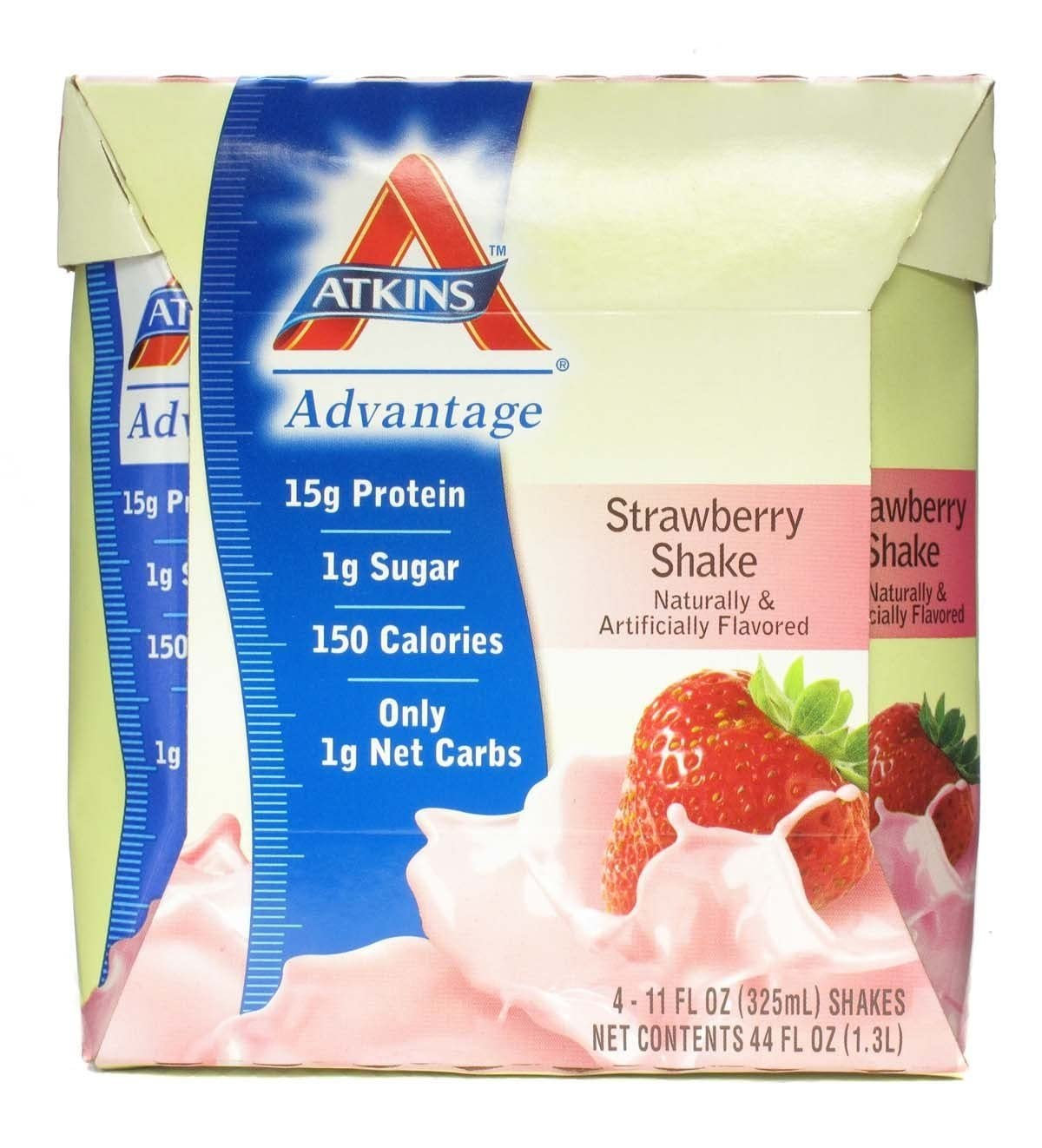 (2 Pack) Atkins, Strawberry Shake, 4 Count per Pack, 11 Oz. Containers