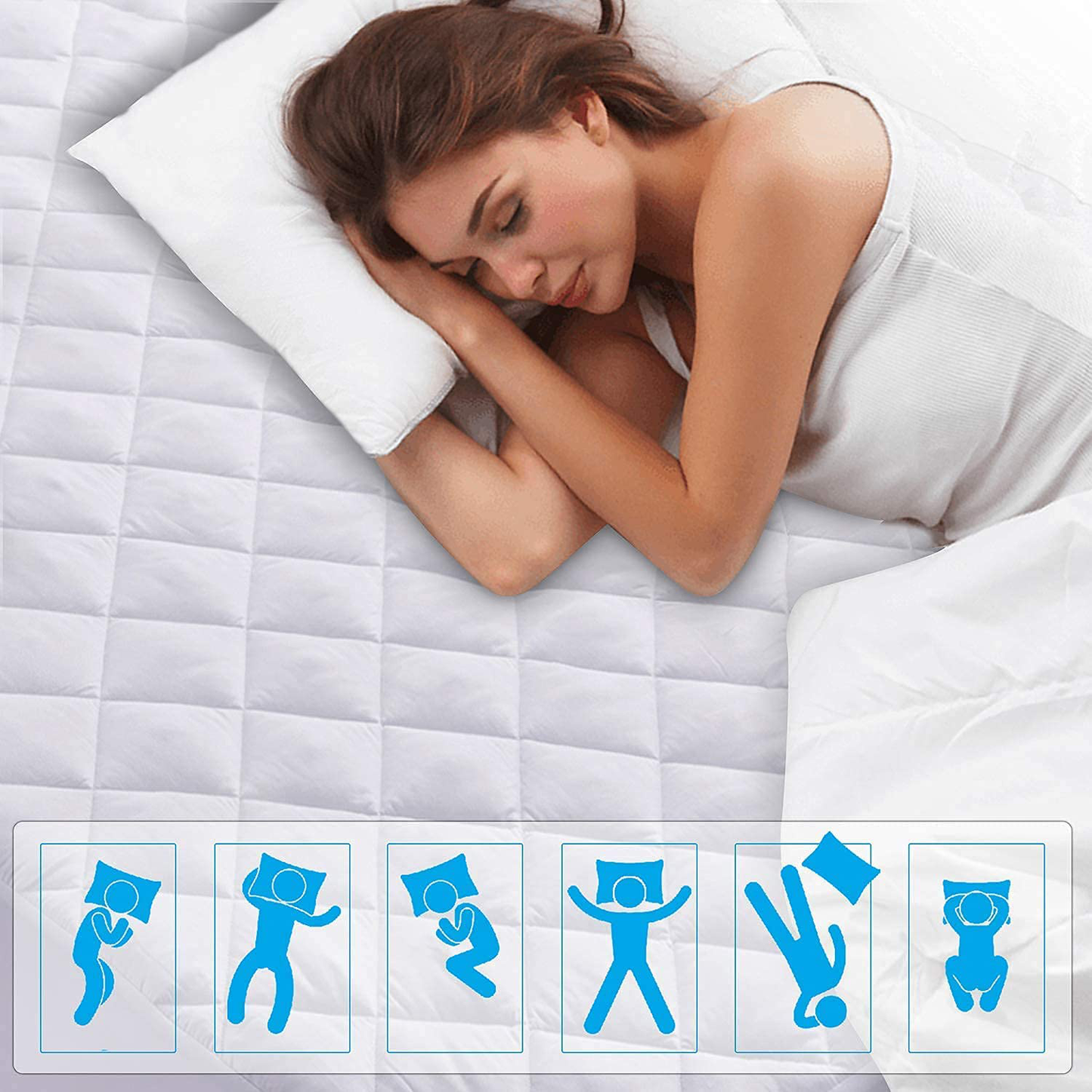 LDC Queen Mattress Pad with 16-Inch Deep Pocket, Comfortable, Breathable, Easy to Put on The Stretchable Quilted Fitted Mattress Cover