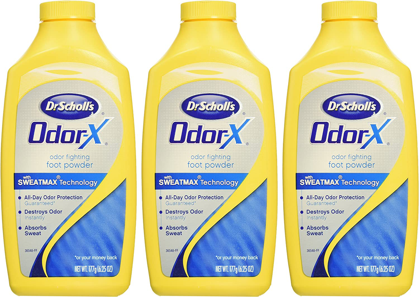 Dr. Scholl'S Odor-Fighting X Foot Powder, Yellow, 6.25 Ounce (Pack of 3)