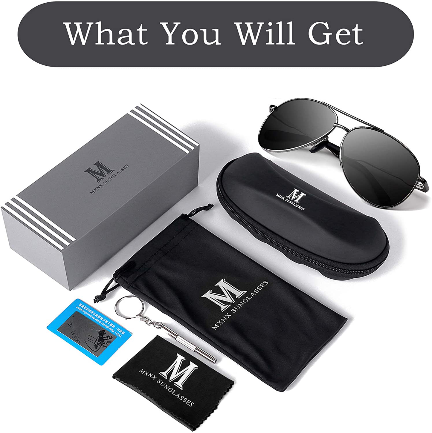 Aviator Sunglasses for Men Polarized Women-Mxnx UV Protection Lightweight Driving Fishing Sports Mens Sunglasses MX208