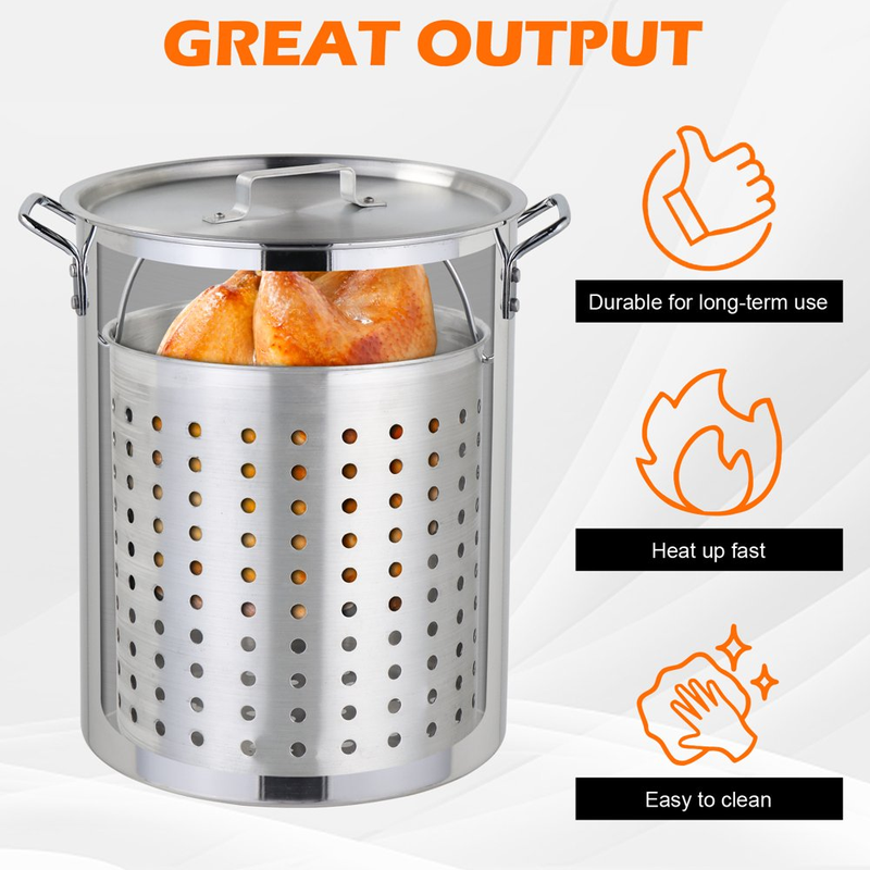 Outdoor Propane Fryer Aluminum Frying/Boiling Turkey Fryer Pot 30QT
