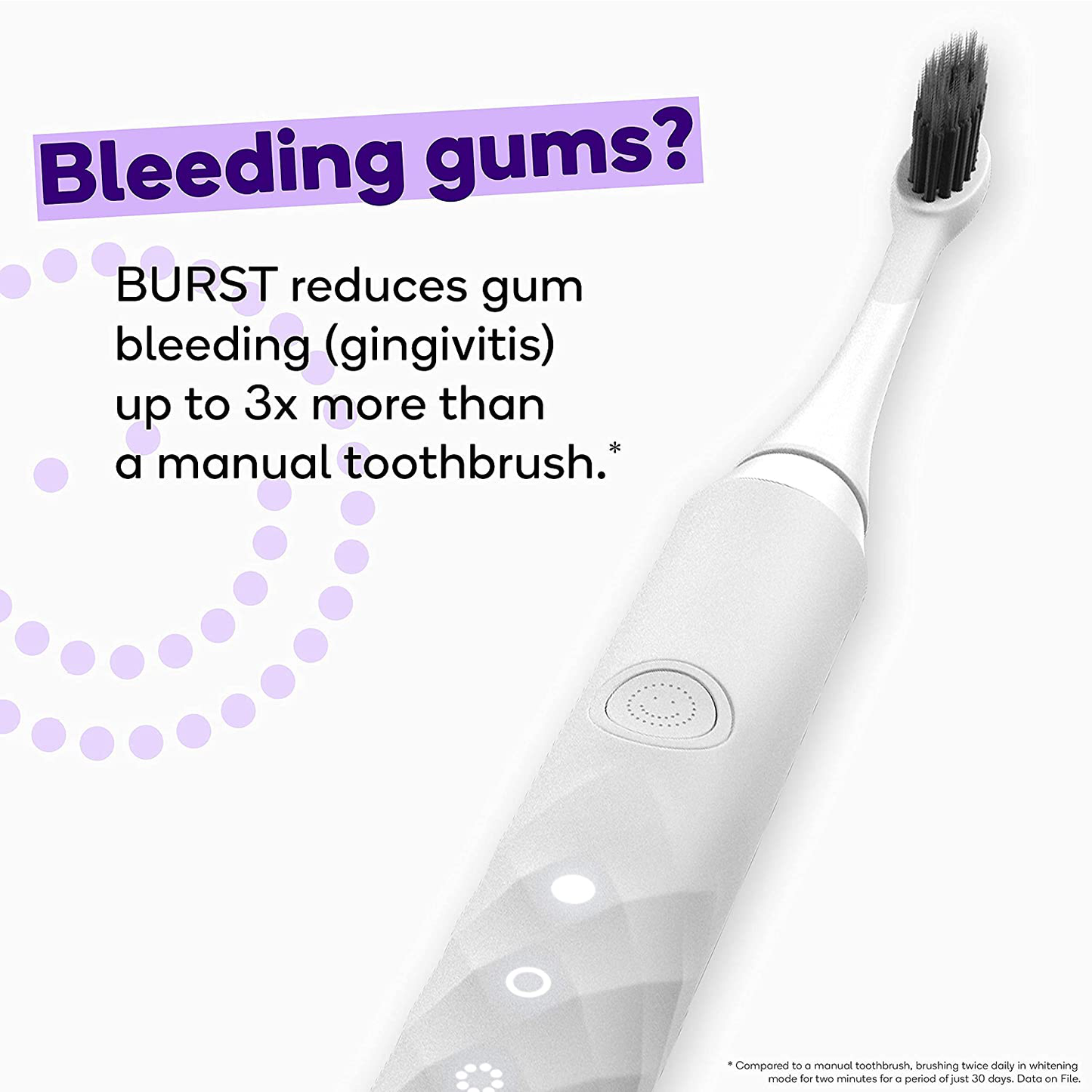 BURST Replacement Electric Toothbrush Heads, Charcoal Bristles, BURST Sonic Toothbrush Compatible, Deep Clean, Healthier Smile, 3pk