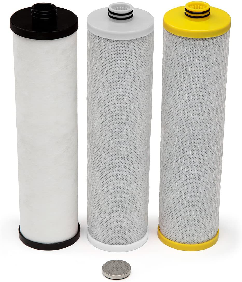 Aquasana AQ-5300+R 3-Stage Max Flow Under Sink Water Filter Replacements, 3 Count (Pack of 1), White, Yellow, Black