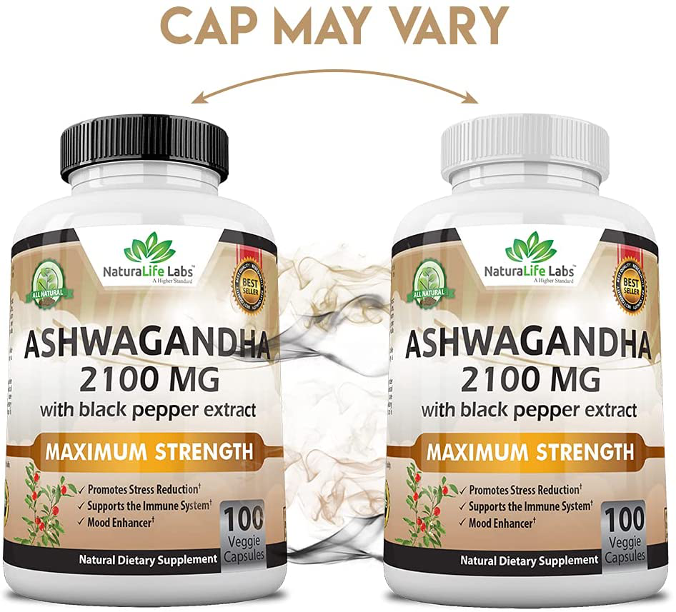 Organic Ashwagandha 2,100 mg - 100 Vegan Capsules Pure Organic Ashwagandha Powder and Root Extract - Stress Relief, Mood Enhancer, Immune & Thyroid Support