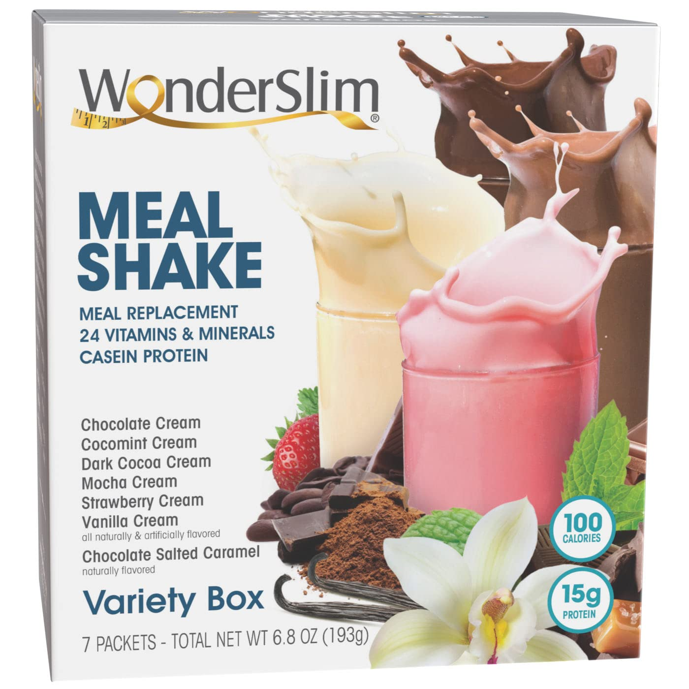 Wonderslim Meal Replacement Shake, Chocolate Cream - 24 Vitamins & Minerals, 15G Protein (7Ct)