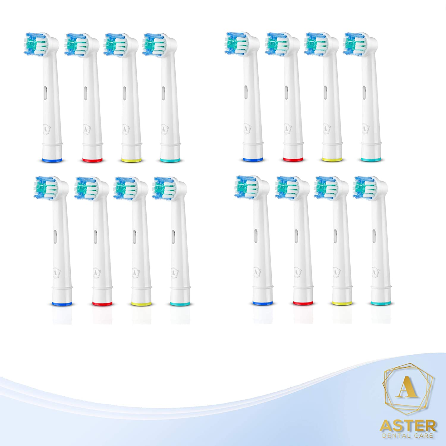 Aster Electric Toothbrush Replacement Heads 16 Pack / Compatible Oral B Braun Replacement Brush Heads / Oral B Replacement Brush Heads