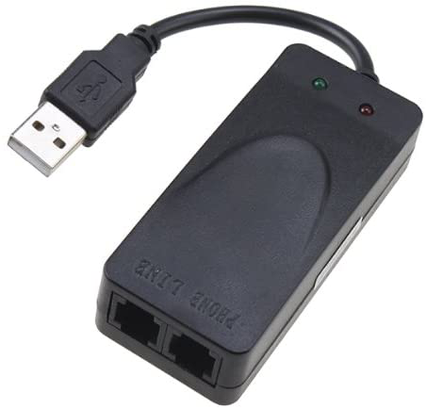 USB 56K Voice Fax Data External V.90 V.92 Modem With Dual Ports, Compatible With Windows 98SE/2000/ME/XP/Vista/Win 7 and Support Auto-Dial, Tone and Pulse Dialing, Auto Answer, Auto Retrain (Black Color)