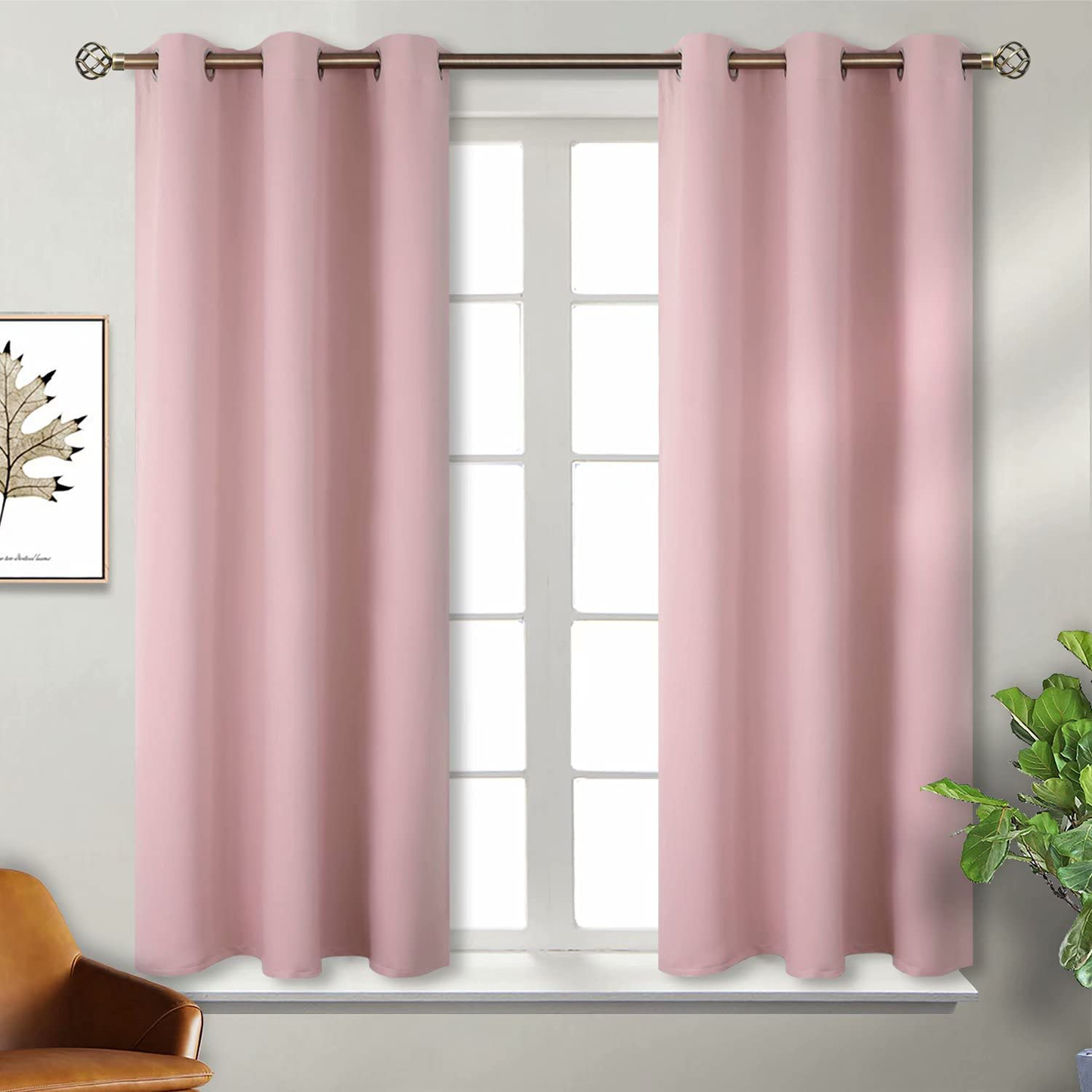 BGment Blackout Curtains - Grommet Thermal Insulated Room Darkening Bedroom and Living Room Curtain, Set of 2 Panels (42 x 84 Inch, Beige)
