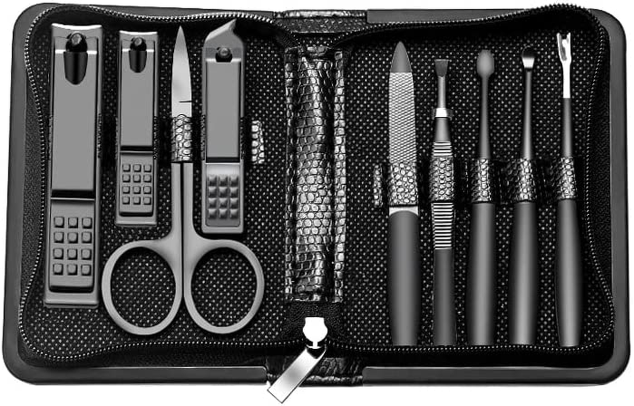 Nail Clippers Set Black Matte Stainless Steel Fingernail & Thick Toenail & Ingrown Nail Clippers, Perfect 3 Pcs Nail Clippers Cutter for Men and Women(Black)