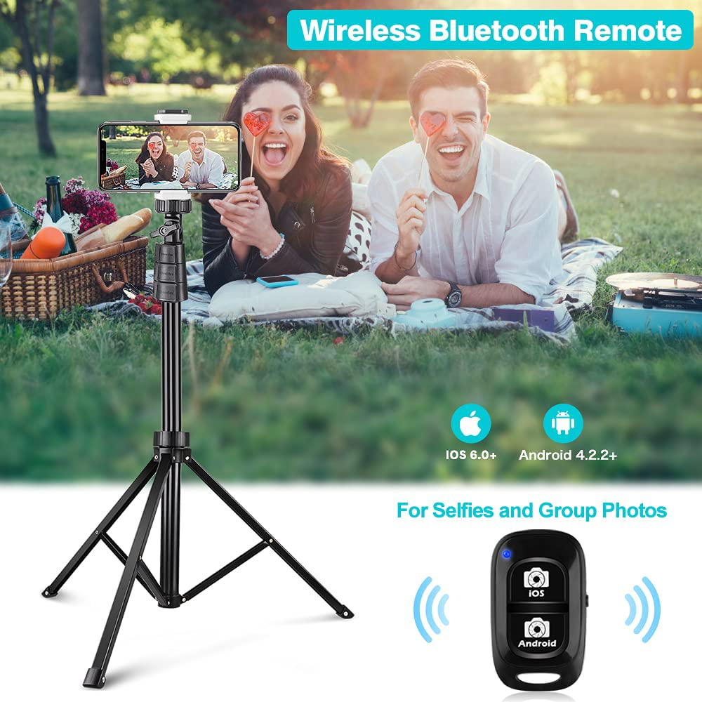 UBeesize 67'' Phone Tripod Stand & Selfie Stick Tripod, All in One Professional Tripod, Cellphone Tripod with Wireless Remote and Phone Holder, Compatible with All Phones/Cameras,Load capacity: 1.5 Kg