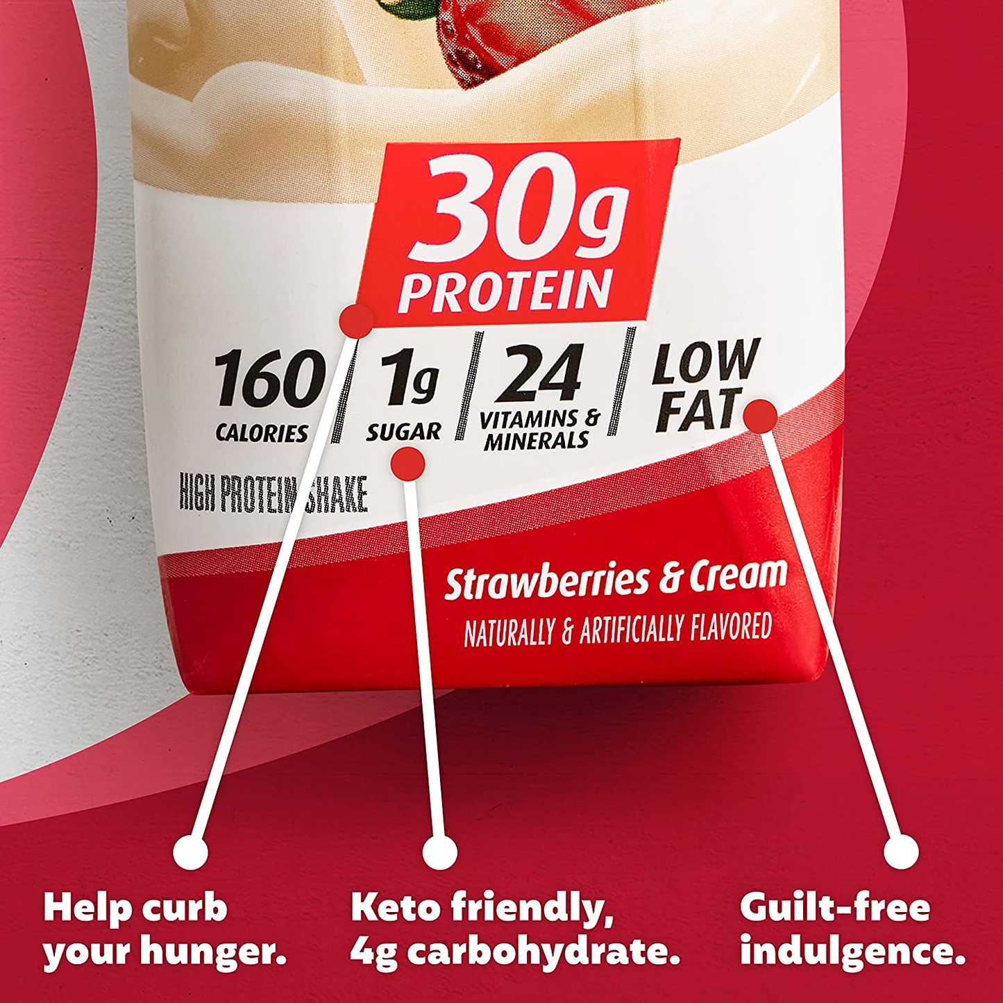 Premier Protein 30G Protein Shakes, Strawberries & Cream 11 Fluid Ounces (Pack of 4)