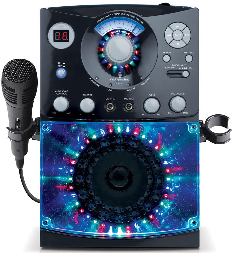 Bluetooth Karaoke System with LED Disco Lights, CD+G, USB, and Microphone