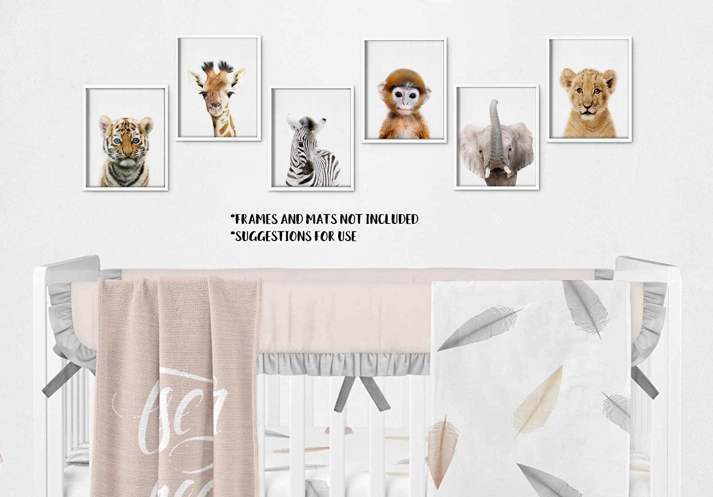 Baby Animal Posters and Prints - EPHANY ART YMX016 - Baby Nursery Decor Pictures Set of 6 (Unframed) Cute Animal Photography Wall Prints for Baby Boys & Girls Room YMX016 (8"x10"(20x25cm))