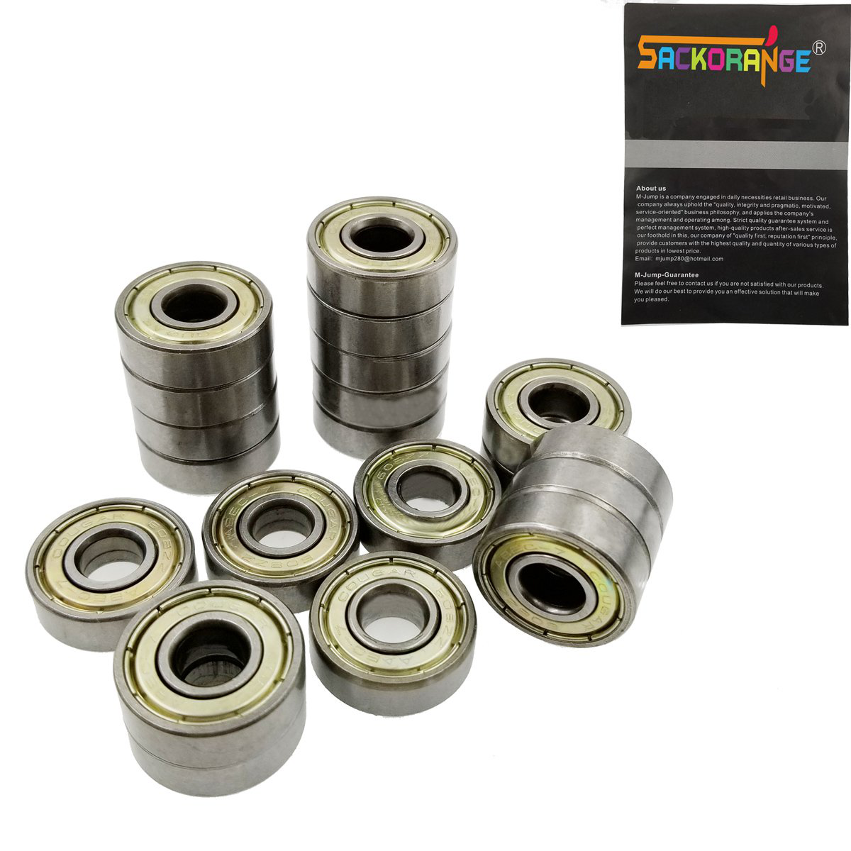 Sackorange 608 ZZ Skateboard Bearings, Double Shielded,8x22x7 Miniature Ball Bearings(Pack of 20)