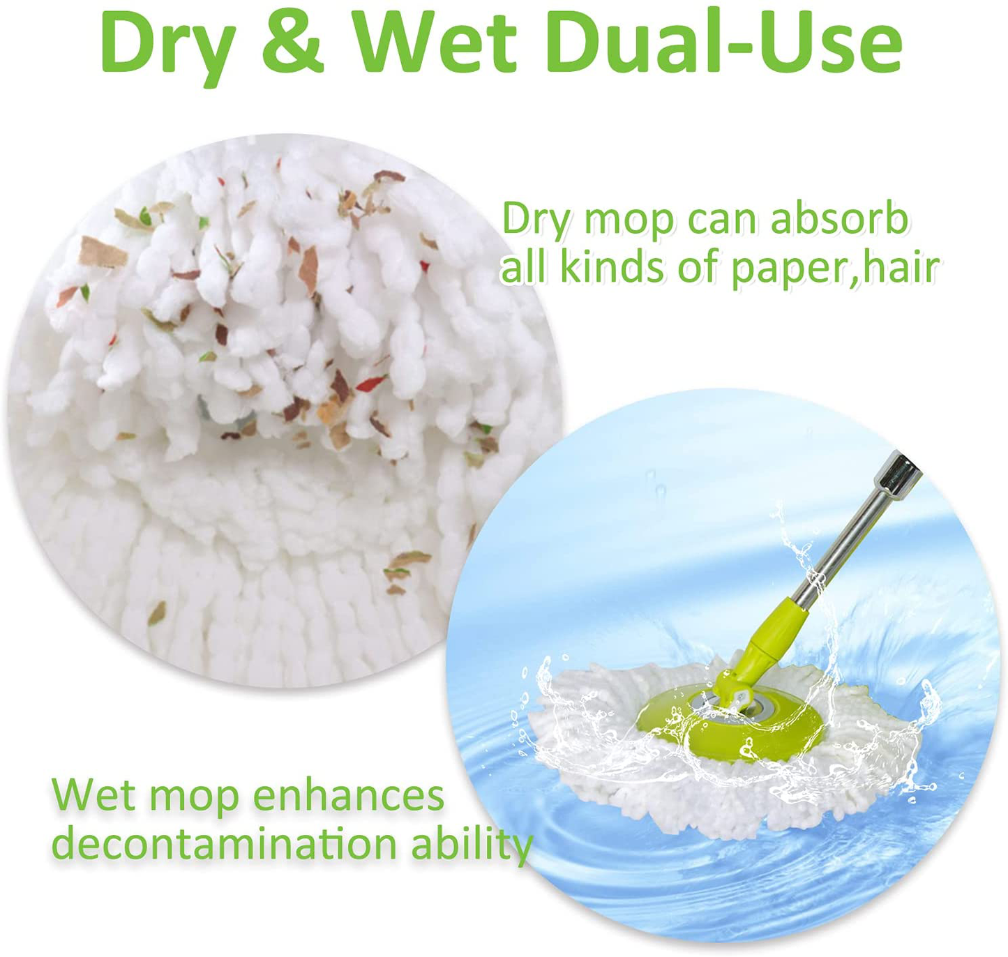 GIBTOOL 4 Pack Mop Head Replacement for Hurricane Spin Mop Replacement Head Microfiber Spin Mop Refills Easy Cleaning Round Shape Standard Size