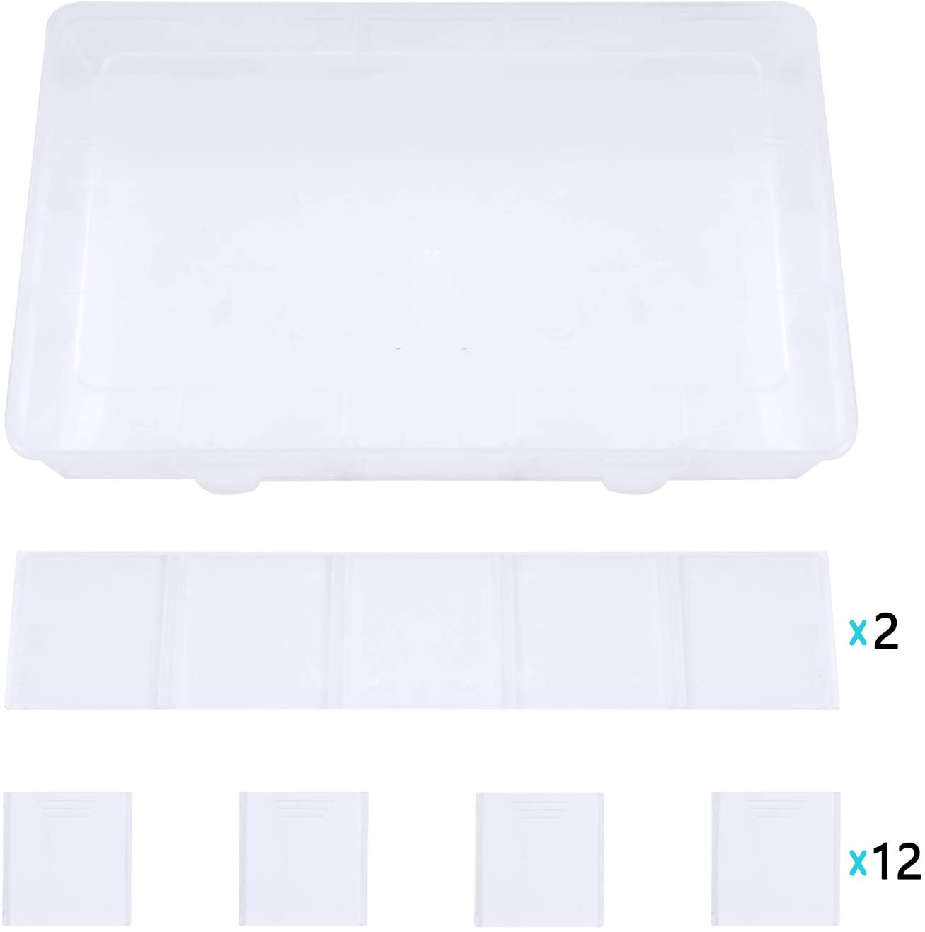 Large Grids Clear Plastic Jewelry Box Organizer Storage Container with Removable Dividers