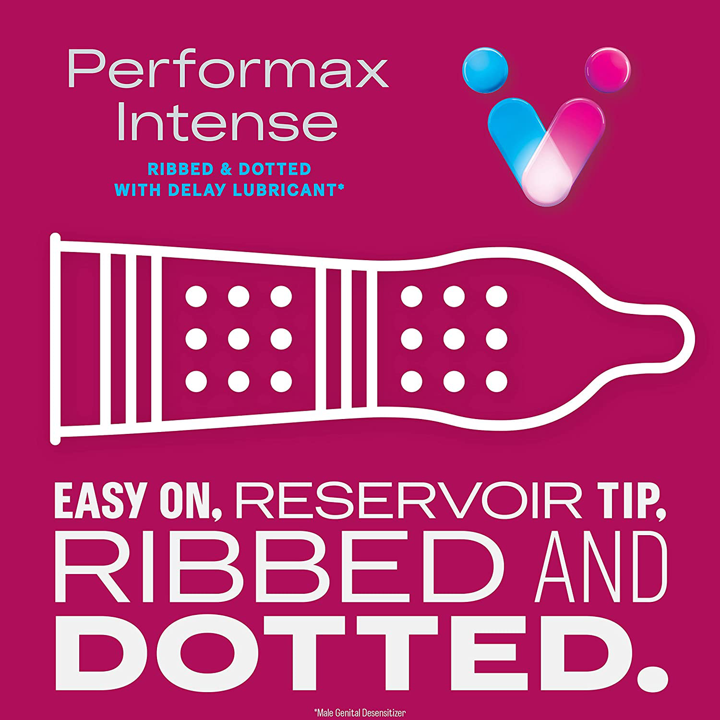Durex Performax Intense Natural Rubber Latex Condoms, Contains Desensitizing Lube for Men, FSA & HSA Eligible