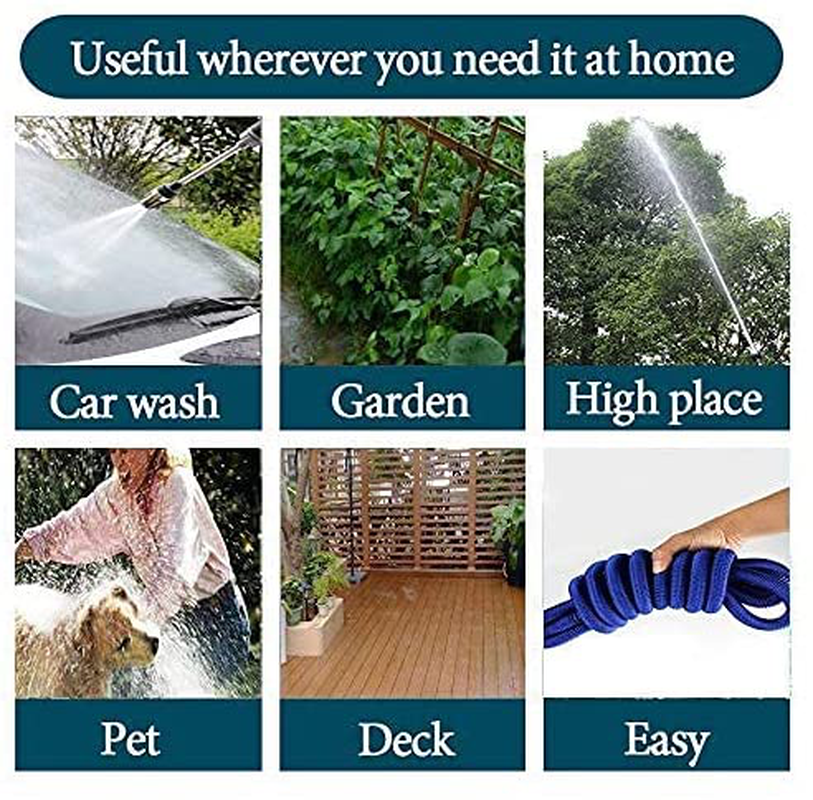 UILB Car Wash Kit with 50ft Expandable Garden Hose, Bubble Gun,Metal High Pressure Gun, Microfiber Car Wash Mop, Car Water Scraper, 3/4" Solid Brass Connector, All in One
