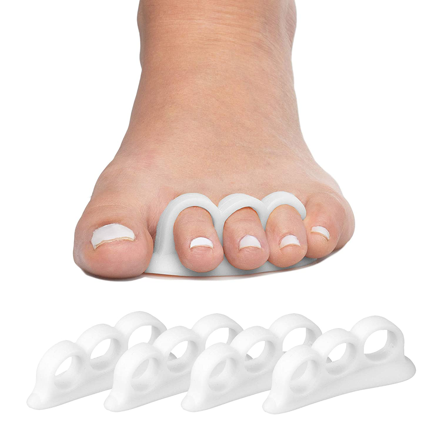 Zentoes Hammer Toe Straightener and Corrector 4 Pack Soft Gel Crests Splints | Reduce Foot Pain, Prevent Overlap | Flexible Footcare Treatment | Stain, Odor Resistant (Beige)