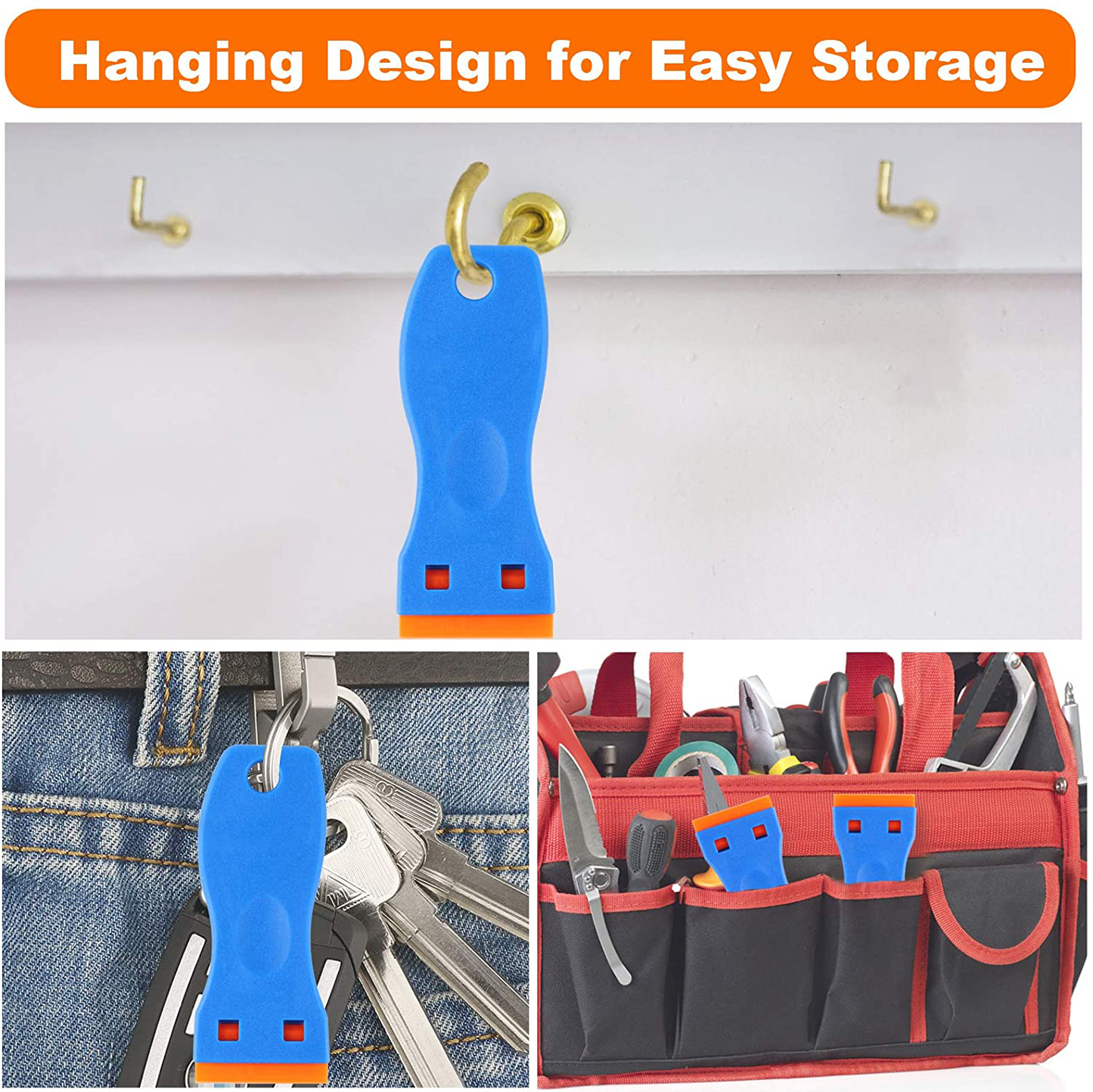 Plastic Razor Blade Scraper, 2PCS Scraper Tool with 60PCS Plastic Blades, Cleaning Scraper Remover for Stickers, Decals, Adhesive, Labels, Paint, Glass, Car, Window, Stove Top, Caulk, No Scratches