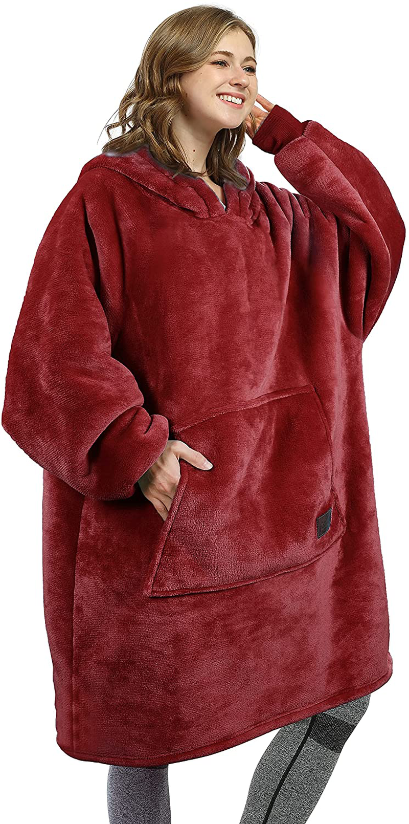Catalonia Oversized Wearable Blanket Hoodie Sweatshirt, Comfortable Sherpa Lounging Pullover for Adults Men Women Teenagers Wife Girlfriend