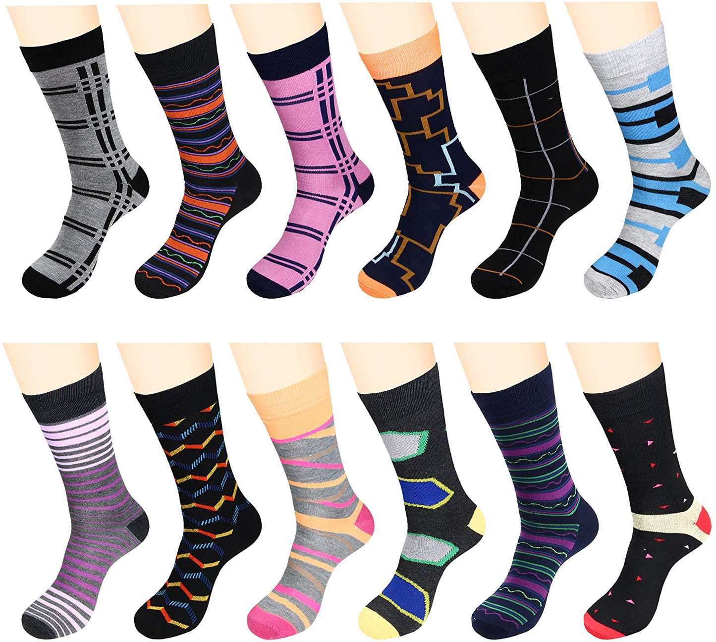12 Pairs Men Crew Dress Socks