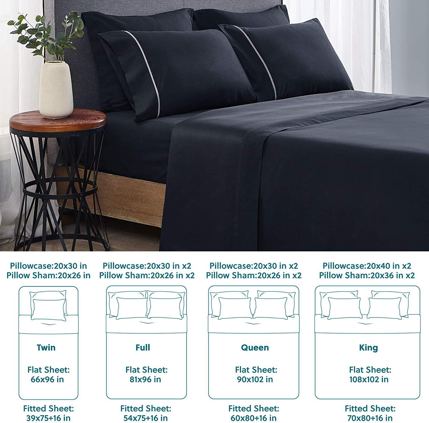 Bedsure Deep Pocket Twin Sheets Set for Kid Soft Brushed Microfiber, Wrinkle and Fade Resistant Single Bed Sheets