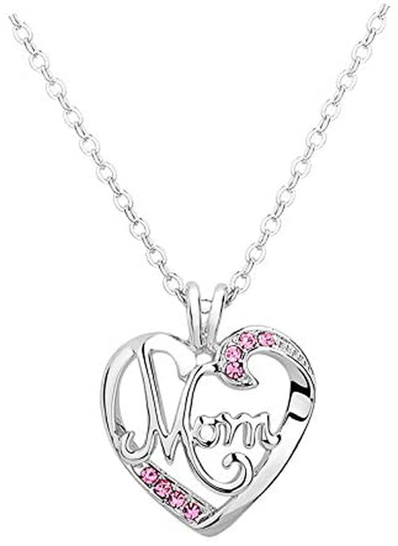 Mom Christmas Gifts Necklace - Mother Heart Pendant Necklace Mothers Day Necklace for Women from Daughter Son White