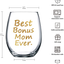 Best Bonus Mom Ever Wine Glass Bonus Mom Gifts Bonus Mom Wine Glass Birthday Mothers Day Christmas Gifts for Mom from Daughter Wine Kids Son with Gift Box Thicken 15 Ounce