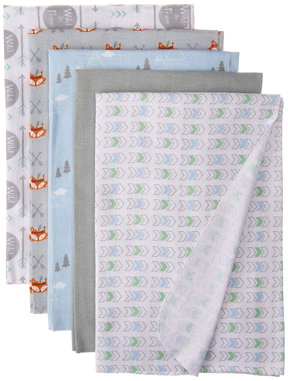 Luvable Friends Unisex Baby Cotton Flannel Receiving Blankets Bundle, Abc, One Size