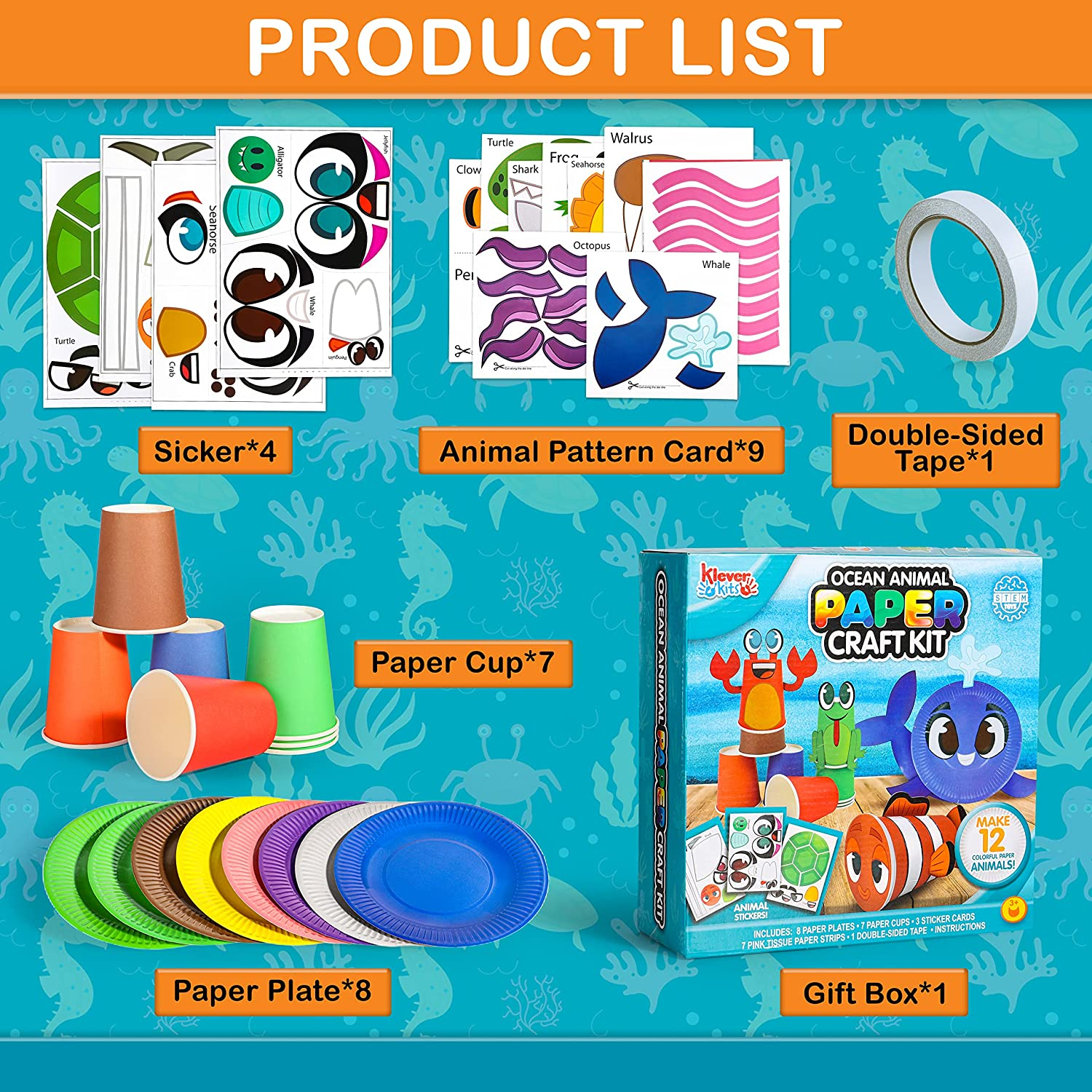 Arts and Crafts for Kids Ages 2-4 3-5, 28PCS Fun Paper Plate Crafts, Ocean Animal Craft Kits for Toddlers, Art Project Kits for Preschoolers, DIY Children Activities for Boys and Grils