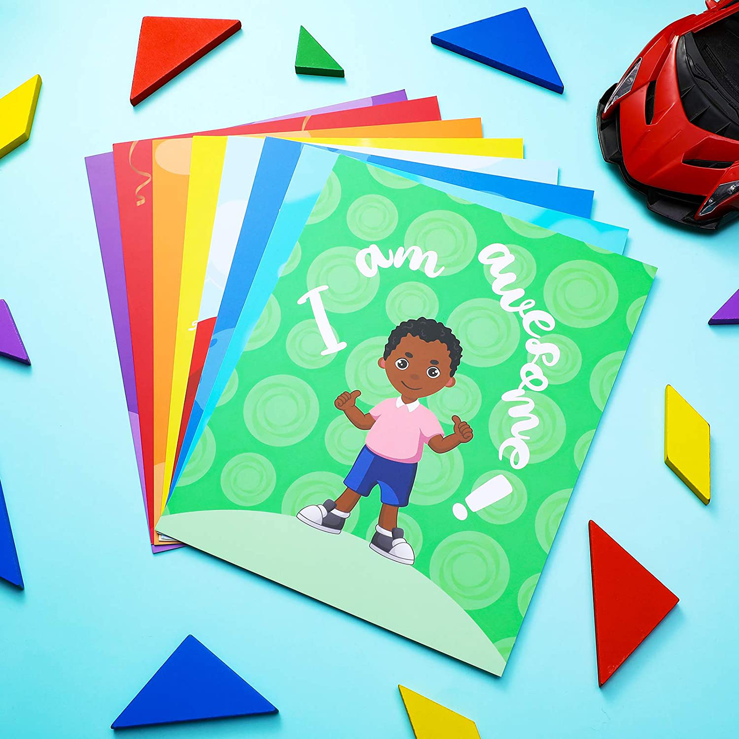 Outus 8 Pieces Children Room Posters Motivational Black Boy Wall Posters Inspirational Wall Prints Kids Room Decor for Kids Children Room Wall Decoration Supplies