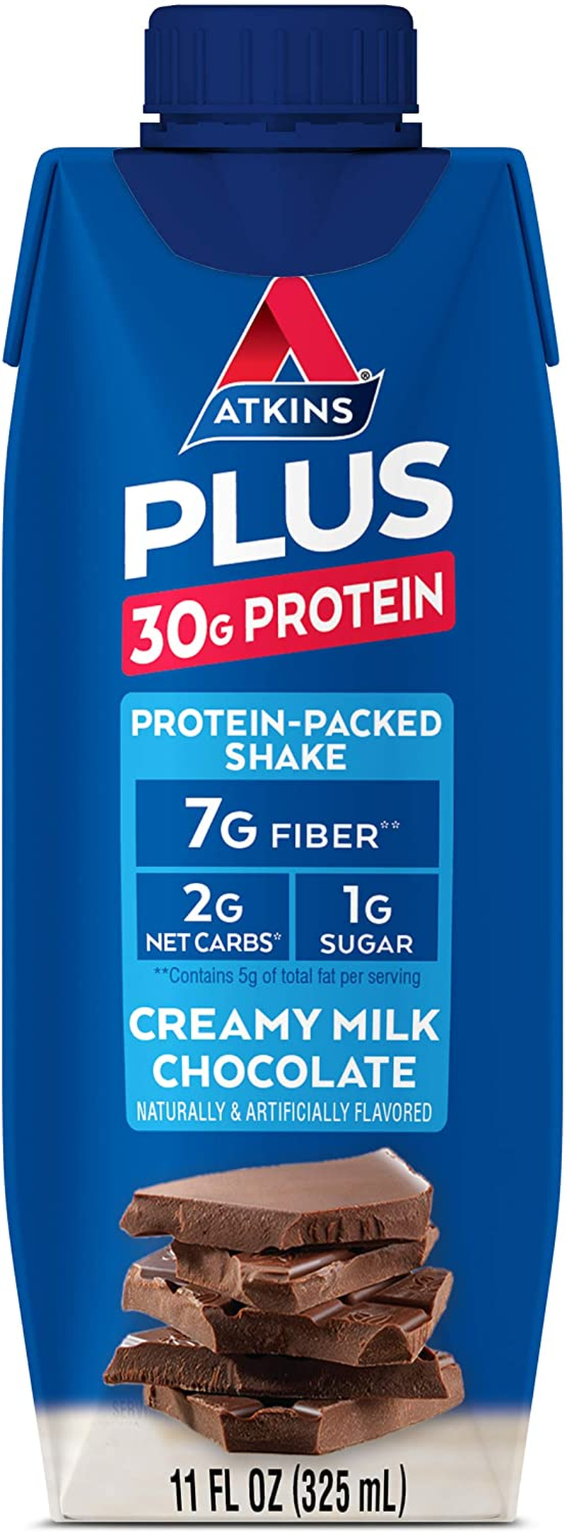 Atkins plus Protein-Packed Shake. Creamy Milk Chocolate with 30 Grams of Protein. Keto-Friendly and Gluten Free. (12 Shakes)