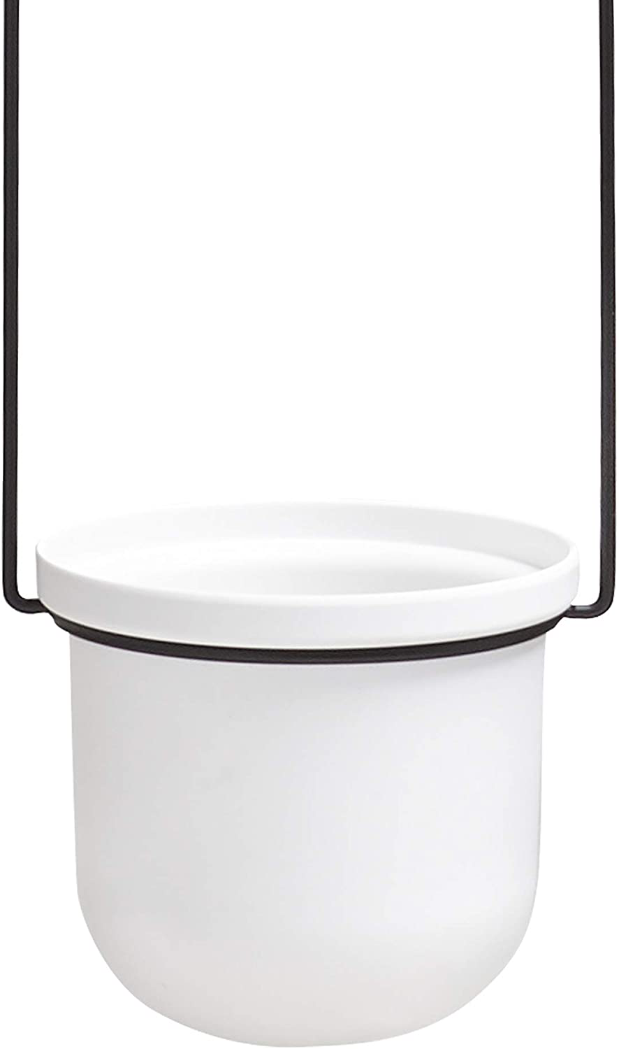 Umbra Triflora Hanging Planter for Window, Indoor Herb Garden, White/Black, Triple