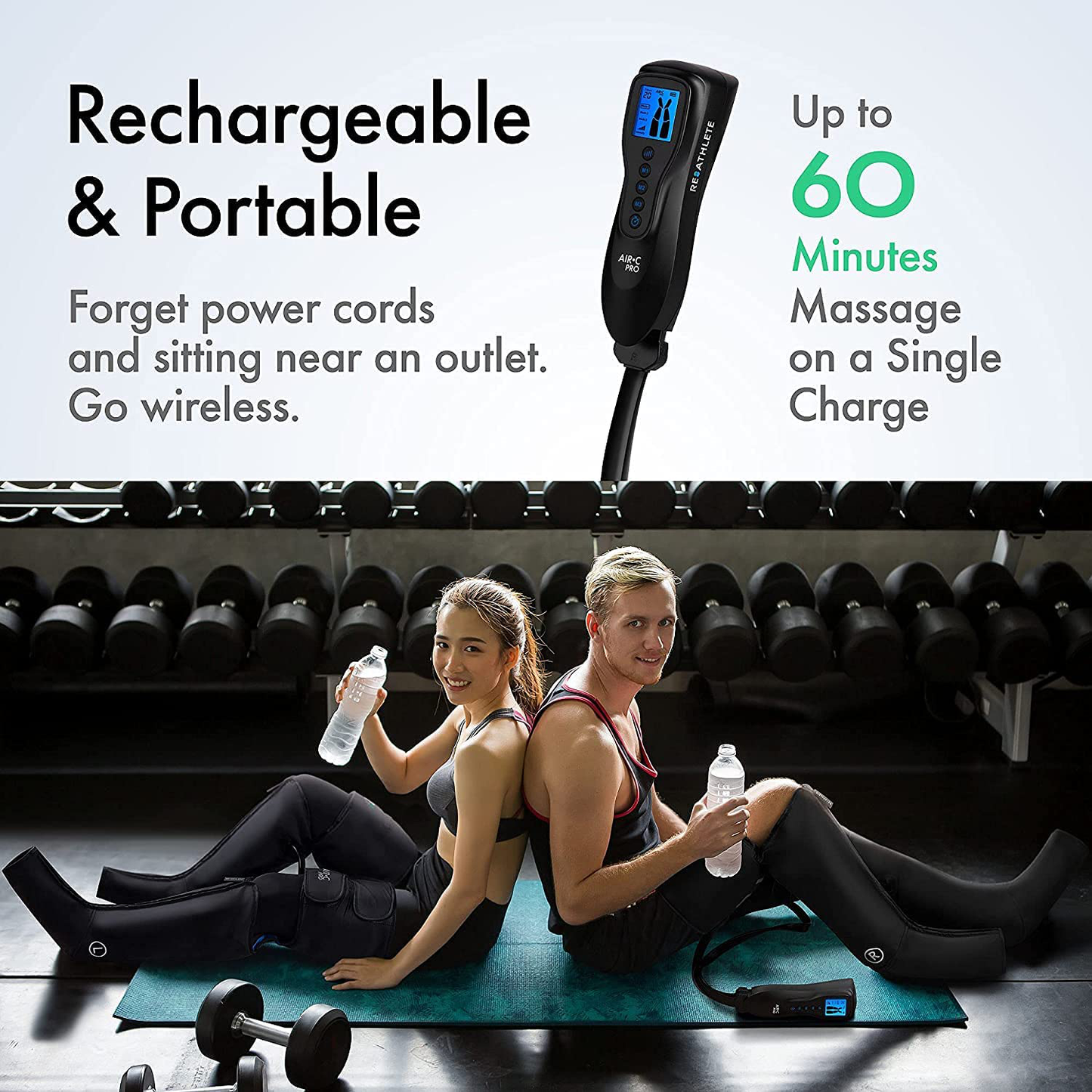 Reathlete Leg Massager | Rechargeable & Portable Sequential Compression Device with Digital Controller & Bag | New Sleeve Design SCD Machine for Legs | Muscle Pain Relief Thigh, Calf & Feet Massager…