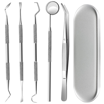 Dental Tools, 5 Pcs Professional Dentist Picks for Teeth Cleaning, Stainless Steel Teeth Cleaner Kit Plaque Remover, Dental Scaler Hygiene Set Oral Care Tools, Tooth Scraper Plaque Tartar Remover