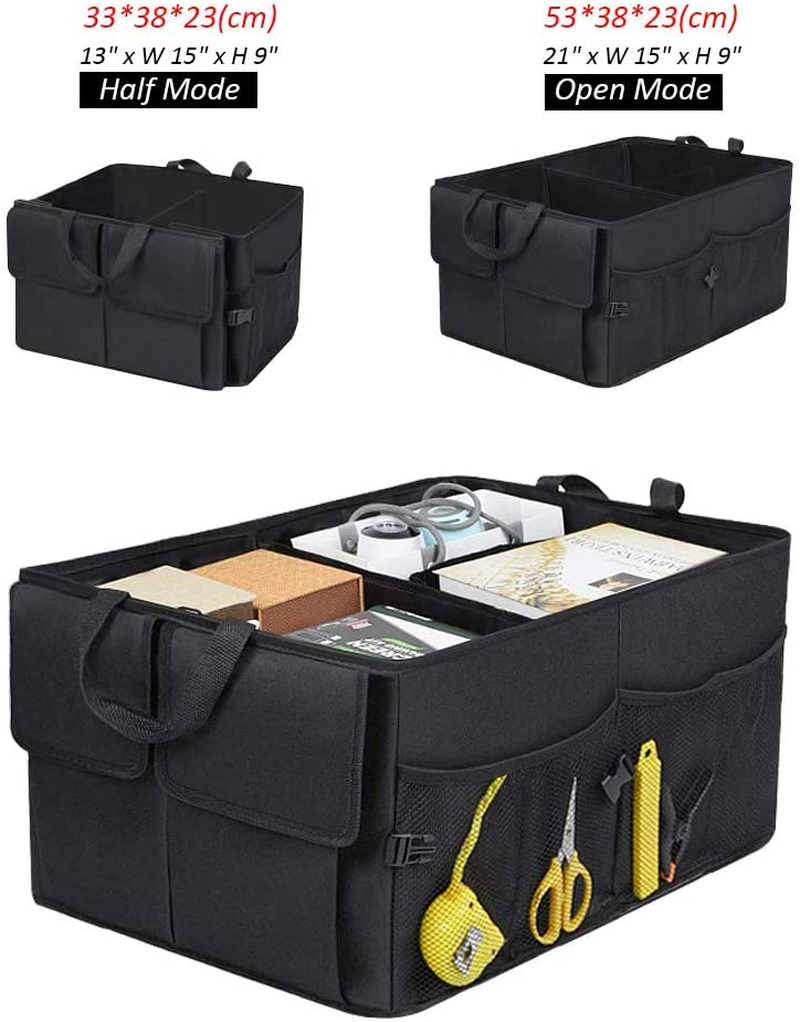 Car Trunk Organizer, Trunk Organizer for SUV, 8 Pocket Backseat Trunk Organizer, Waterproof, Dust-Proof, Durable Foldable Cargo Net Storage for More Trunk Space with Adjustable Straps, Black