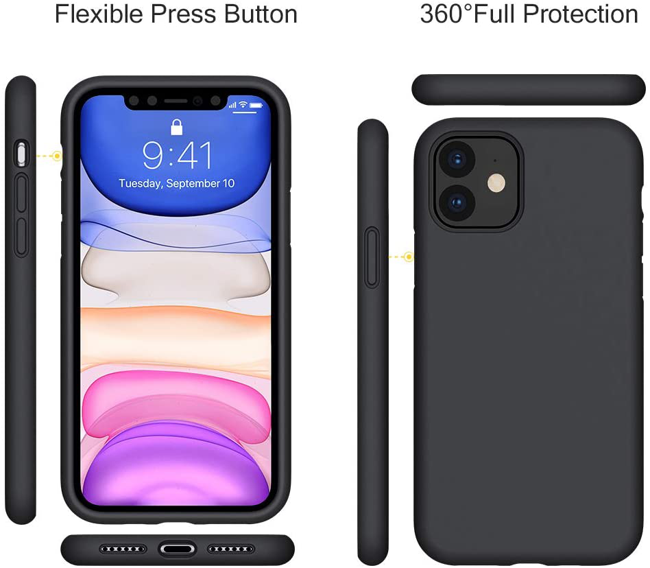 Gel Rubber Full Body Protection Cover Case Drop Protection Case Liquid Silicone Case Compatible with iPhone 11 6.1 inch